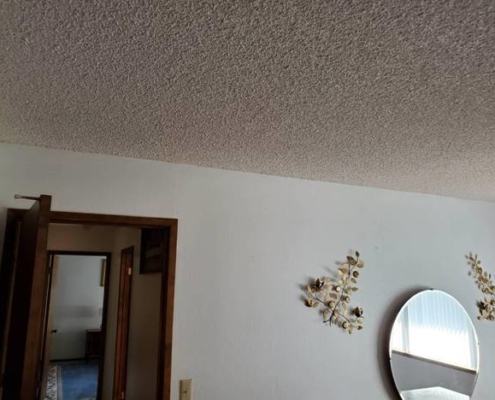 Image of a “Popcorn” ceiling, also known as stucco, stipple, or acoustic ceilings. May contain asbestos, lead, or both.